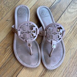Tory Burch tan logo sandals
